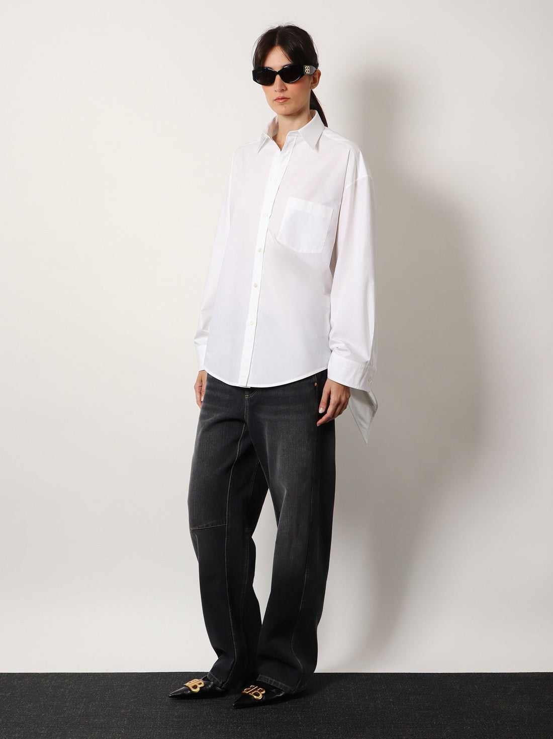 Oversize cotton shirt with knotted details