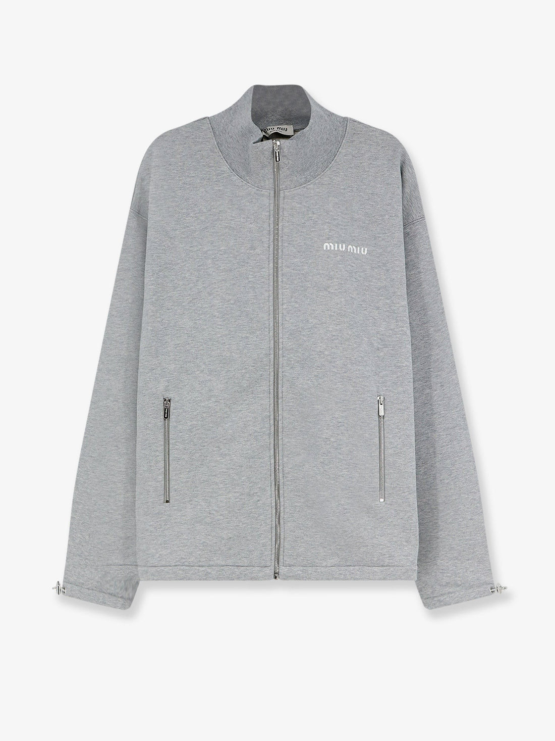 Miu Miu - Oversize cotton sweatshirt with zip closure oversize-cotton-sweatshirt-with-zip-closure_d6708fa6-765d-4a11-8b15-9696f465a567
