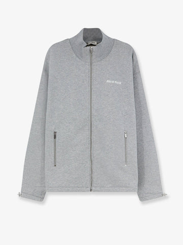 Miu Miu Miu Miu - Oversize cotton sweatshirt with zip closure