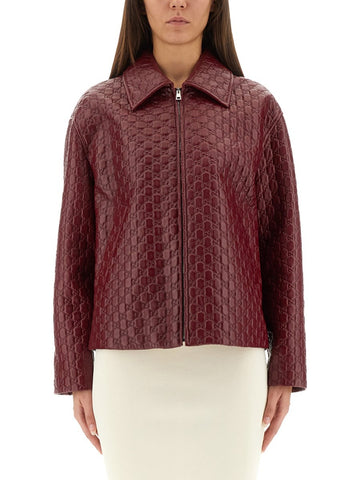 Gucci - OVERSIZED LEATHER JACKET WITH EMBOSSED GG