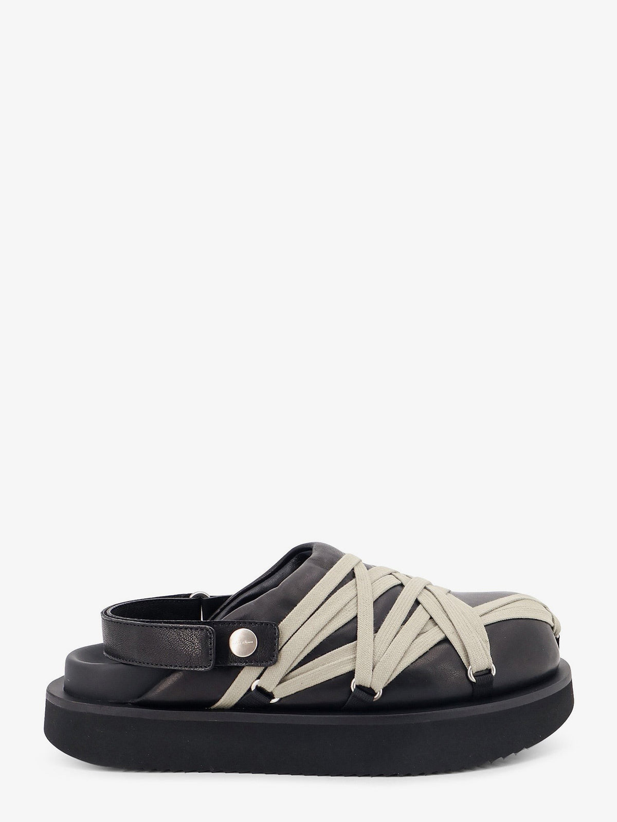RICK OWENS - Padded Megalace Platform leather sandals Blackpearl