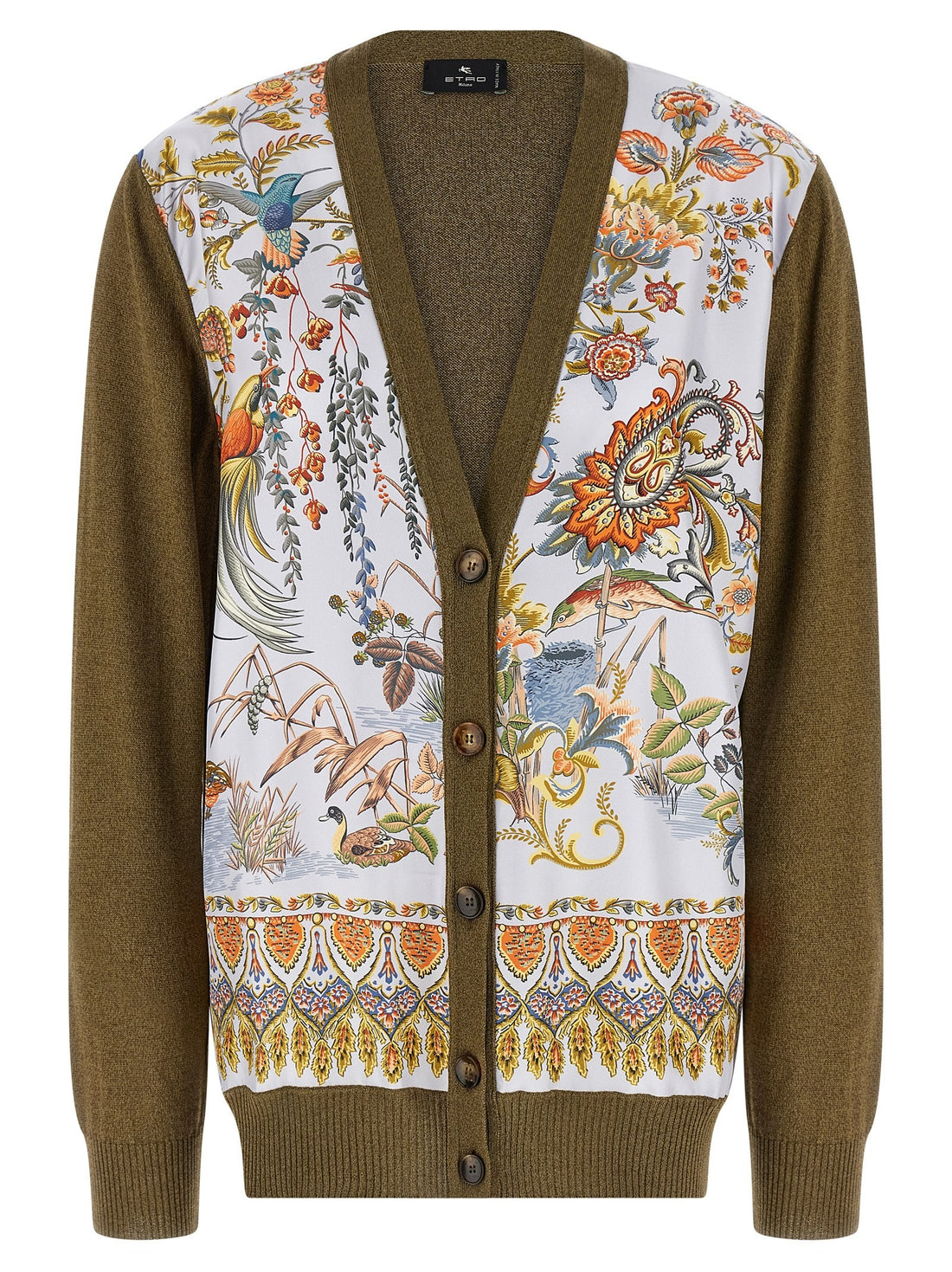 Etro - Paisley silk insert cardigan GREEN 42 IT