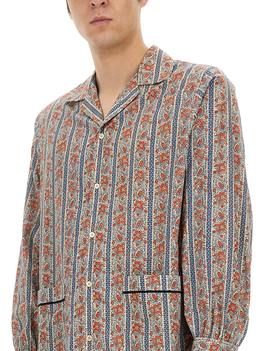 PAJAMA SHIRT WITH "VOYAGE IMAGINAIRE" PRINT