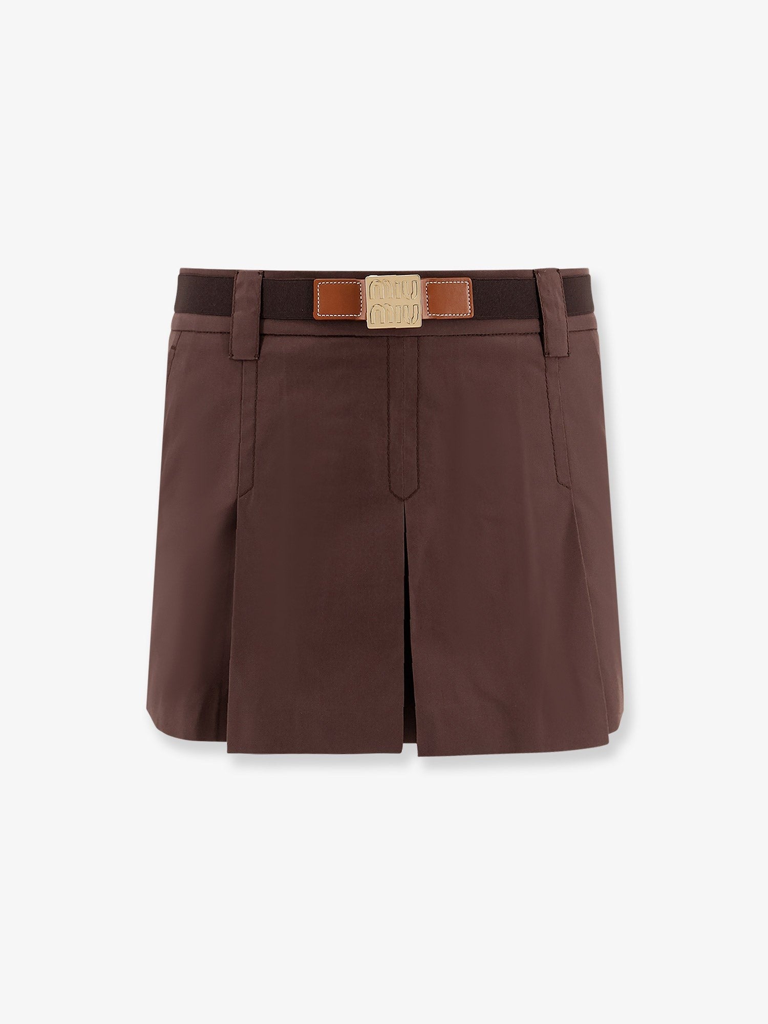 Panama pleated mini skirt with belt