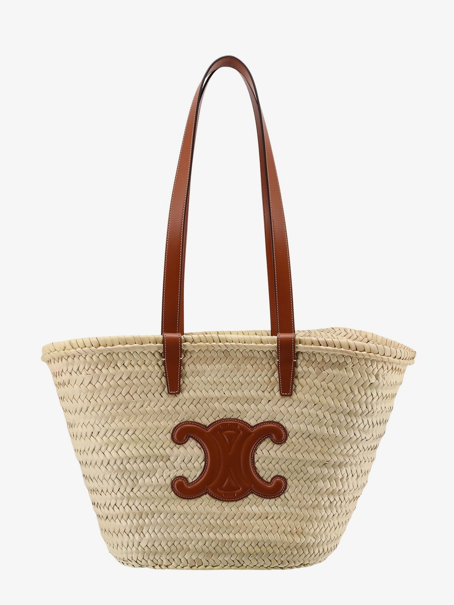 Panier raffia shouder bag with leather details