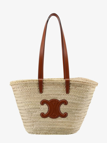 Panier raffia shouder bag with leather details
