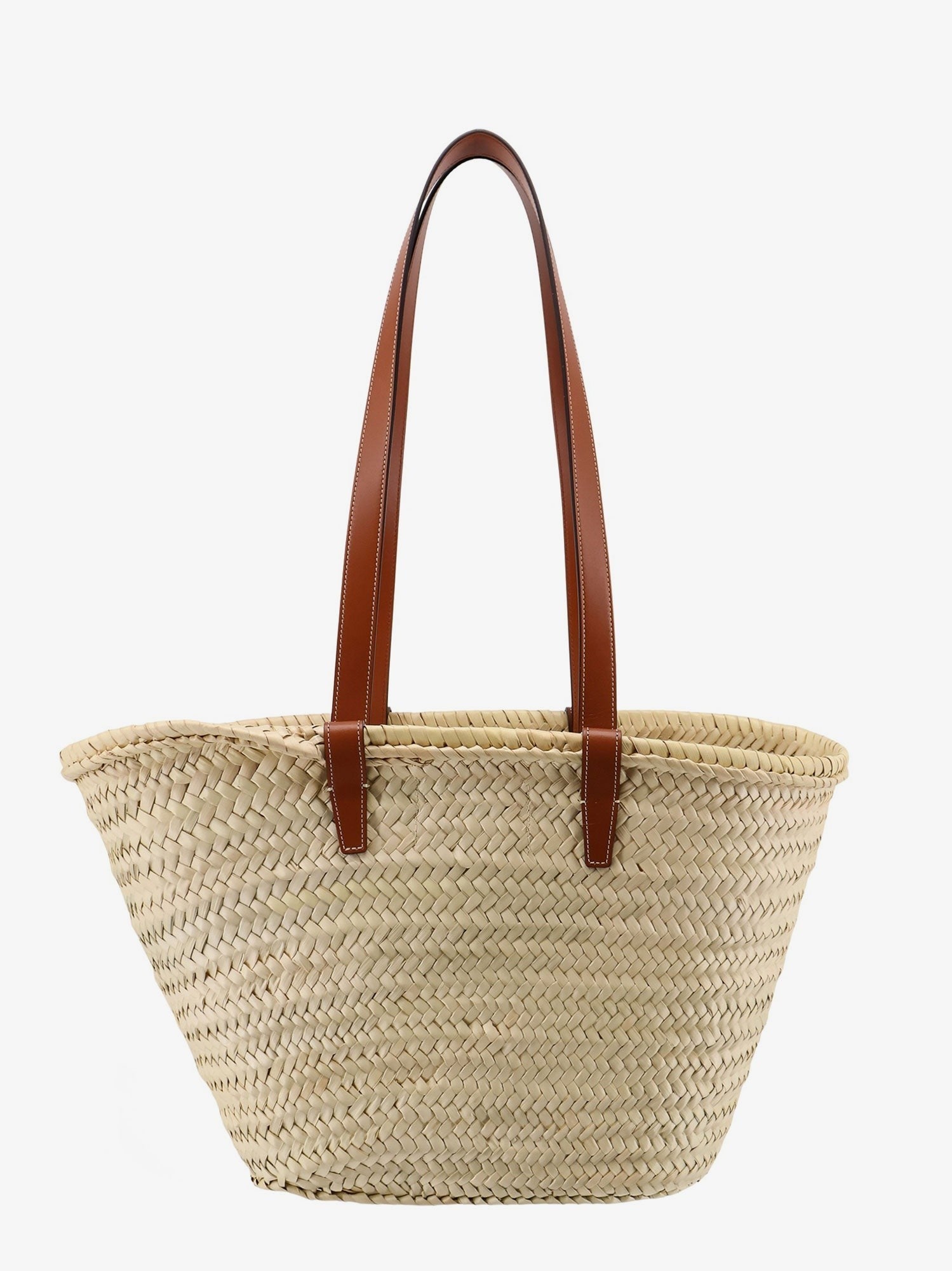 Panier raffia shouder bag with leather details