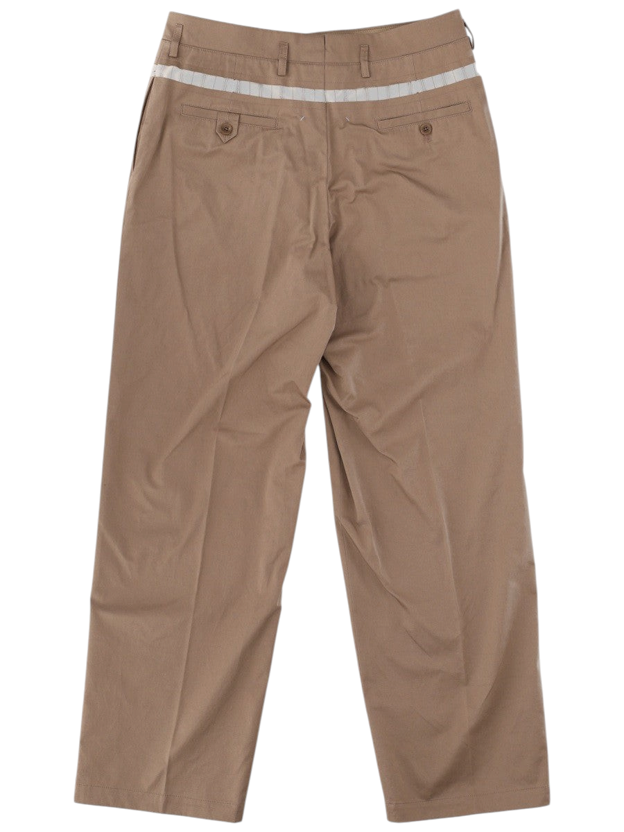Maison Margiela - PANTALONE A GAMBA LARGA IN COTONE CERATO beige