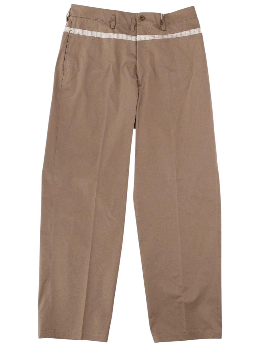 Maison Margiela - PANTALONE A GAMBA LARGA IN COTONE CERATO beige