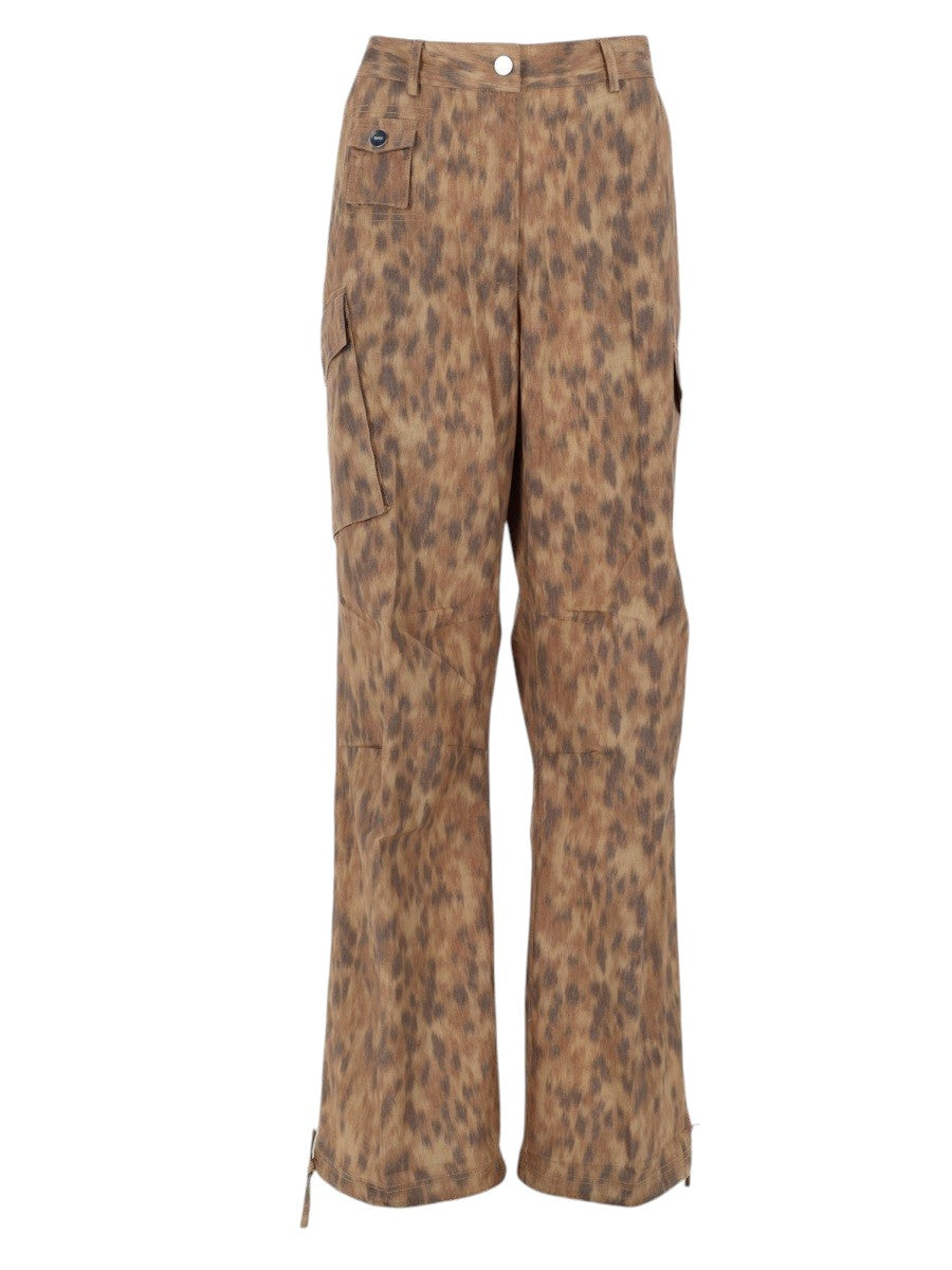 GANNI GANNI - PANTALONE CARGO IN COTONE STAMPATO