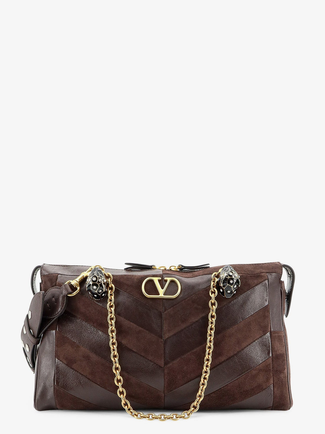 Valentino Garavani - Panthea suede and leather shoulder bag Ebonybrown UNI