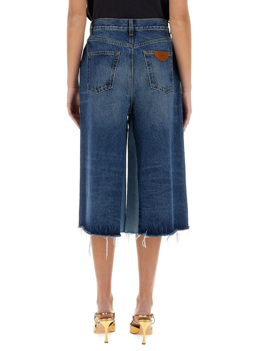CHLOÉ CHLOÉ - PATCHWORK DENIM BERMUDA SHORTS