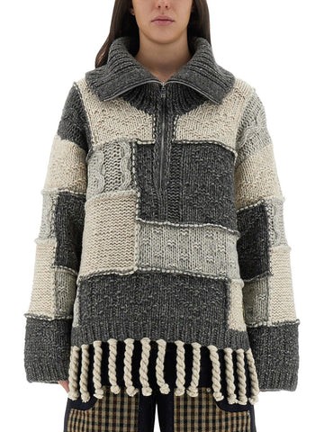 GANNI GANNI - PATCHWORK JERSEY WITH BANGS