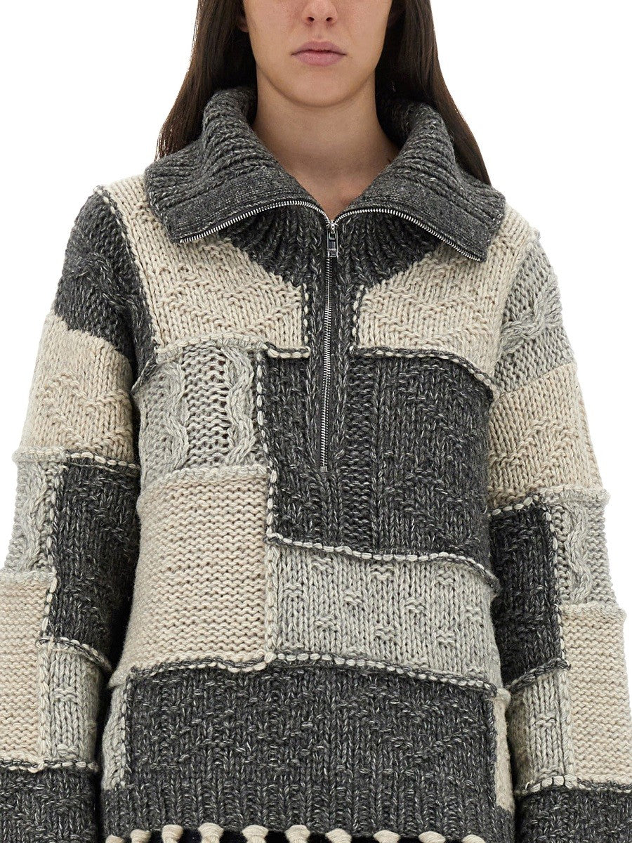 GANNI GANNI - PATCHWORK JERSEY WITH BANGS