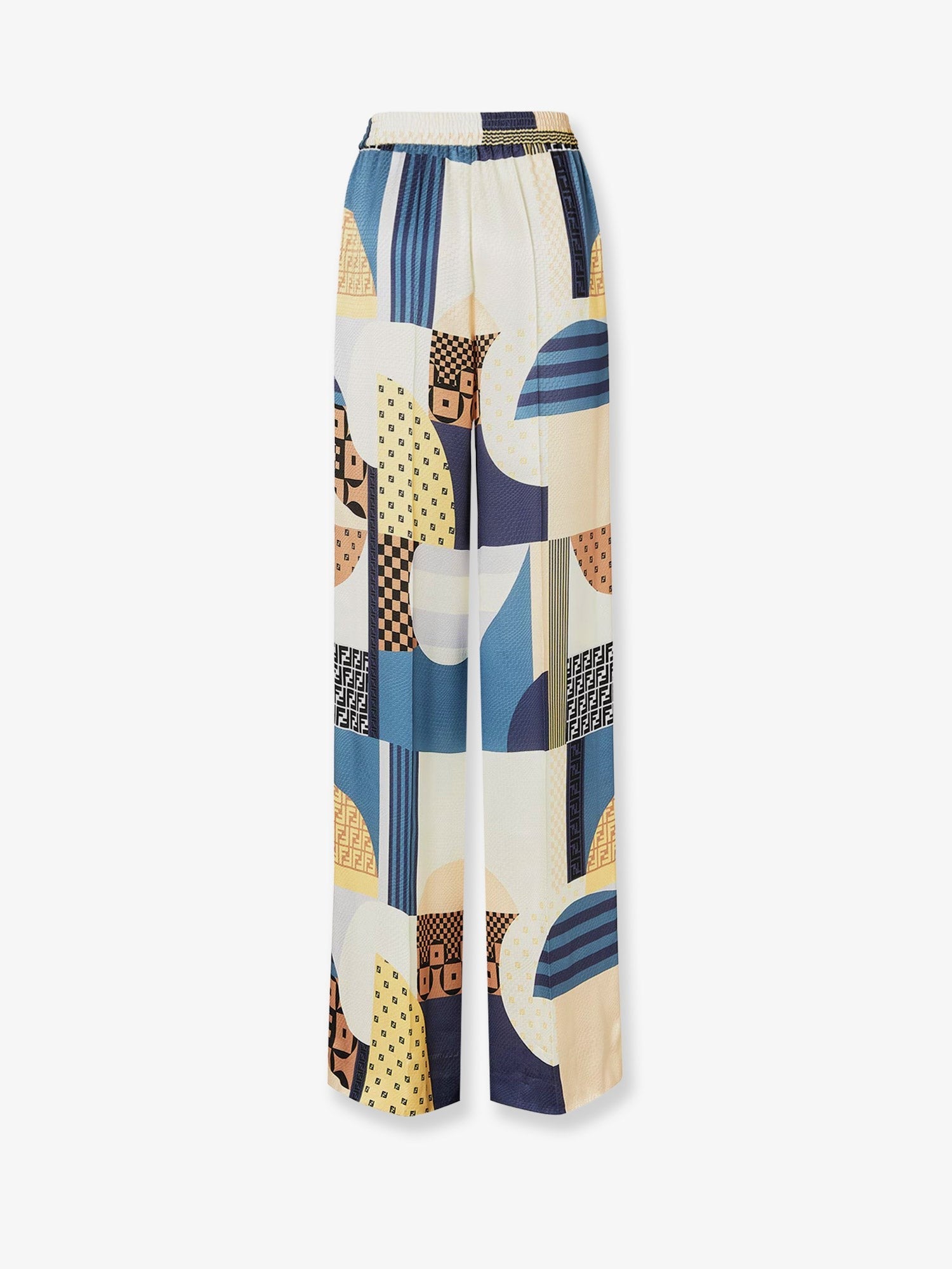 Patchwork silk trousers