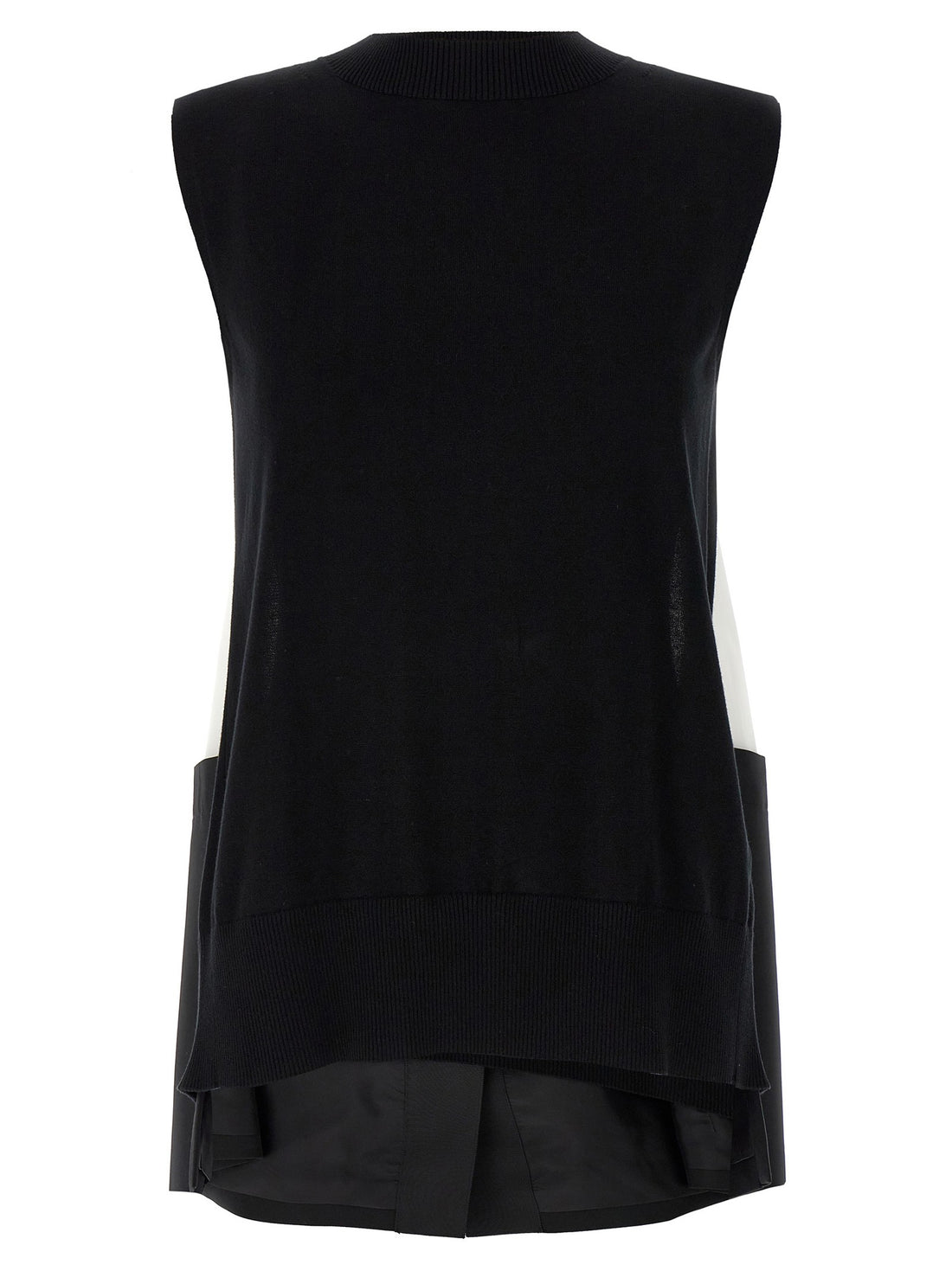 SACAI - Patchwork vest White Black