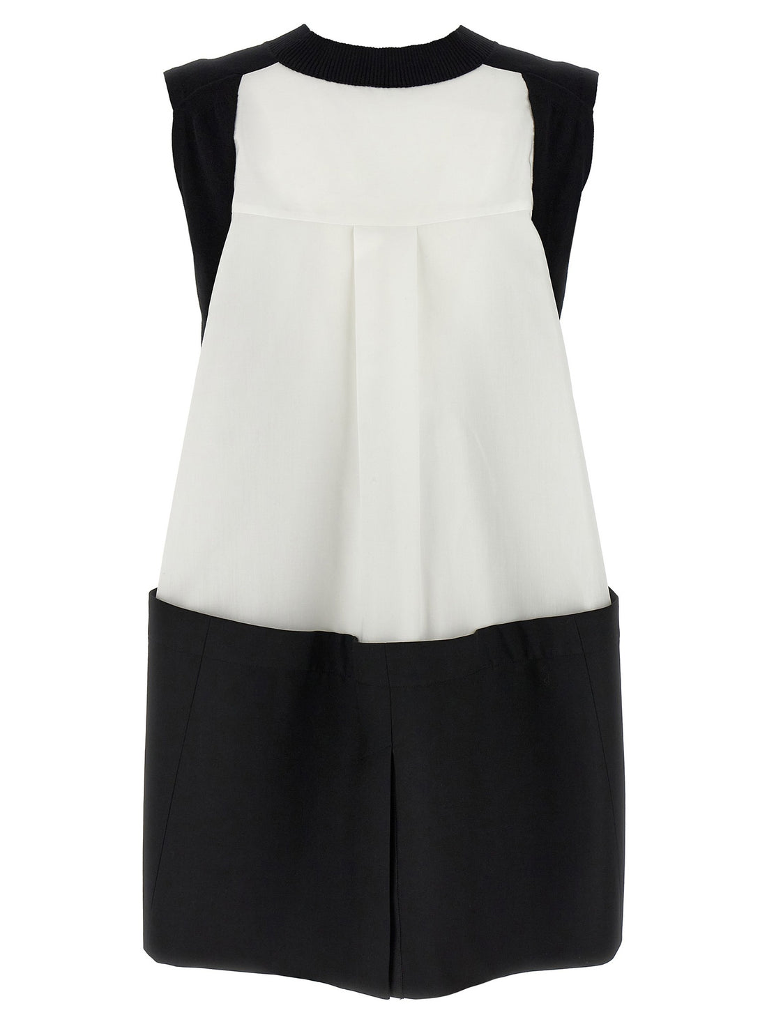 SACAI - Patchwork vest White Black