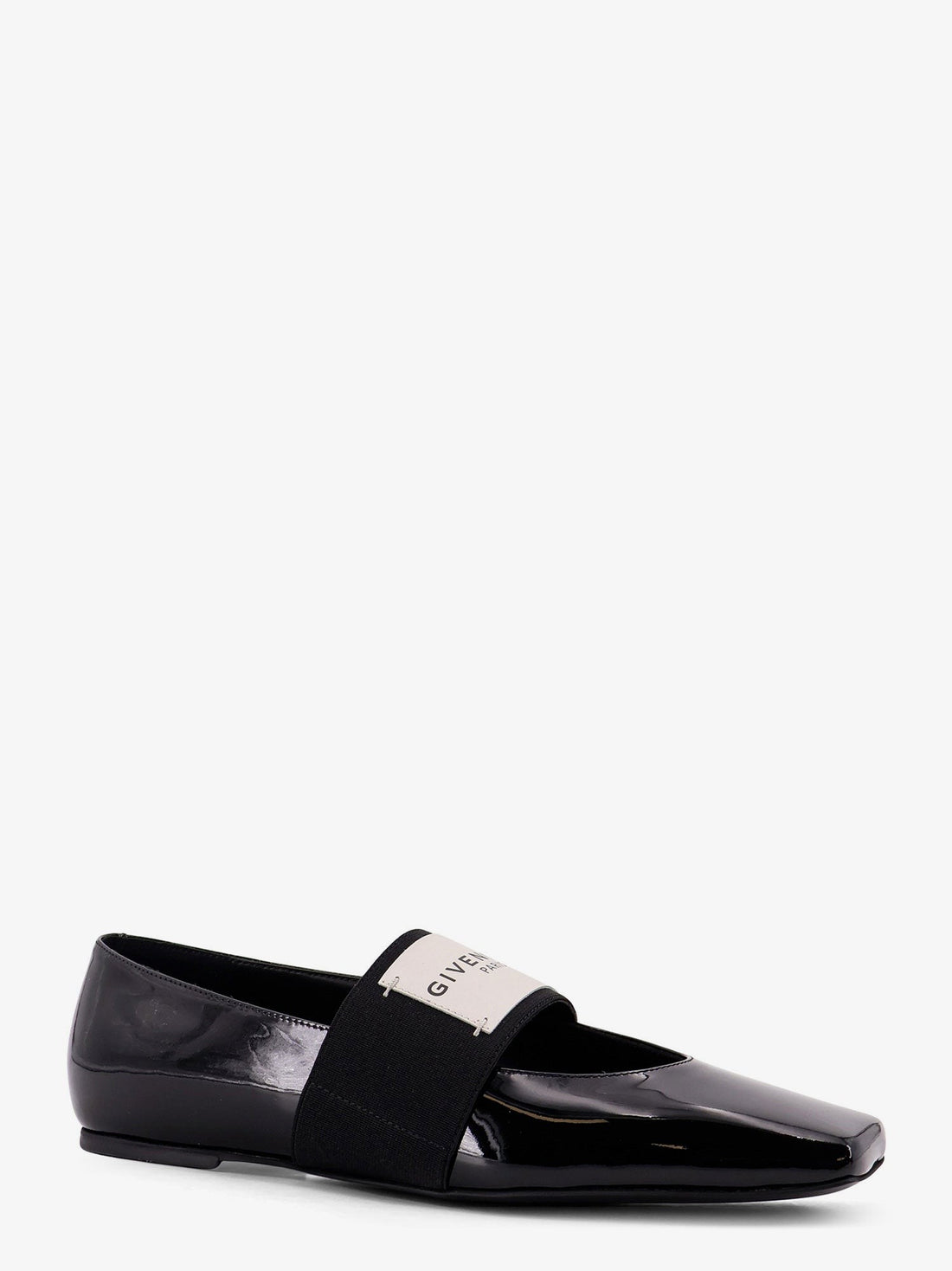 Patent leather ballerinas with maxi logo label