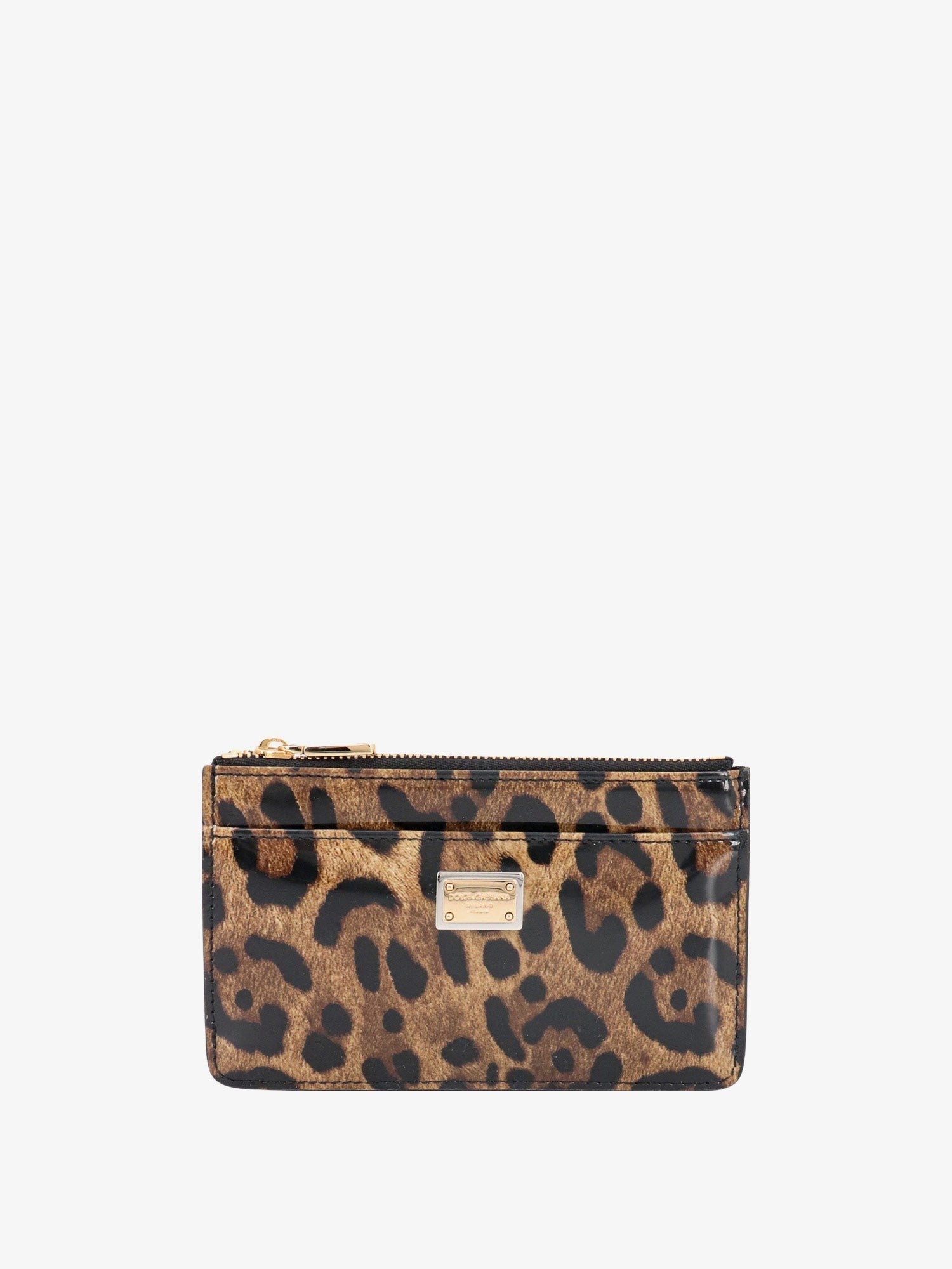 Dolce & Gabbana Patent leather card holder with animal print