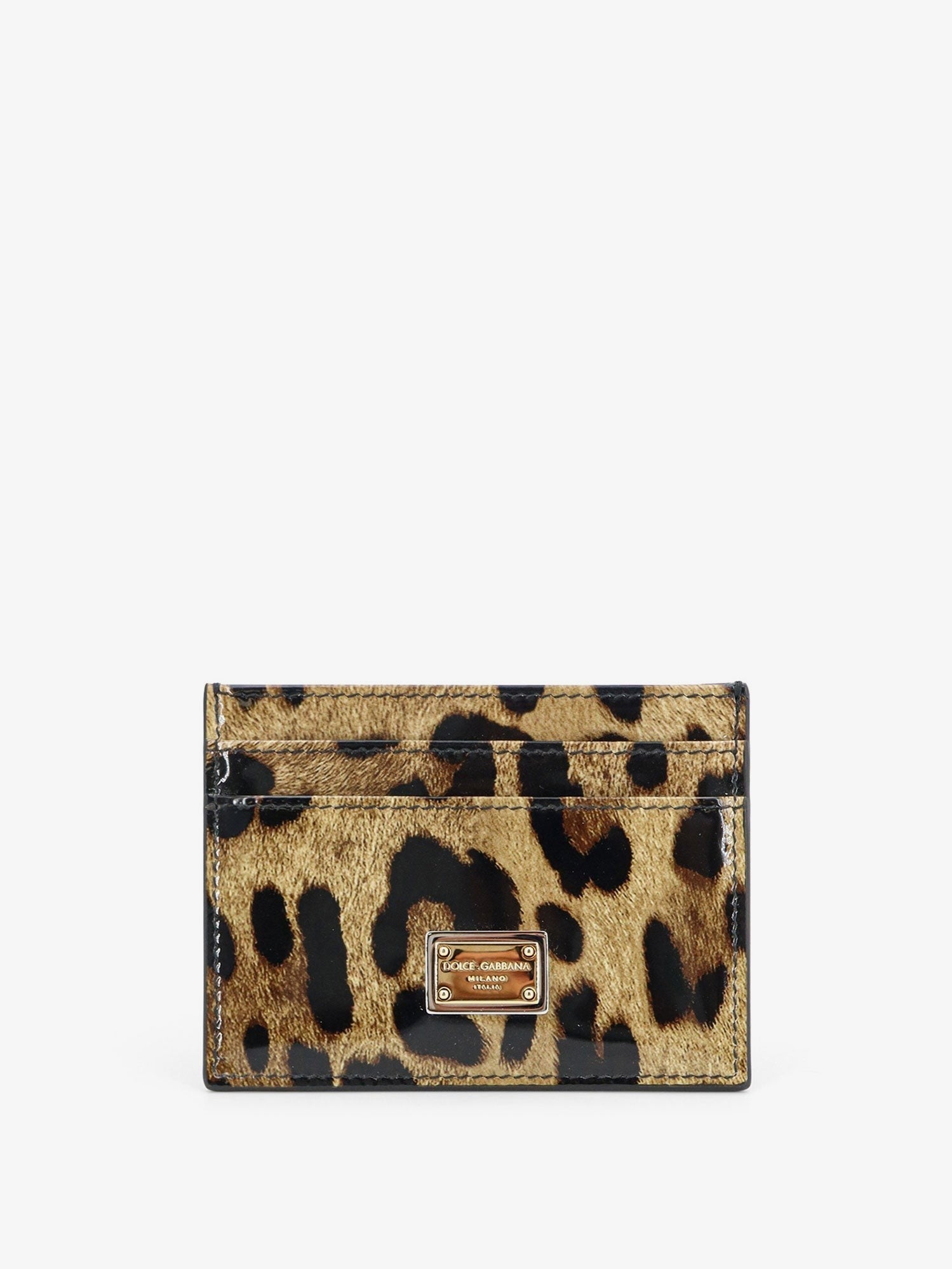 Dolce & Gabbana Patent leather card holder with animal print