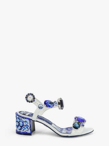Dolce & Gabbana Patent leather sandals with Maiolica print