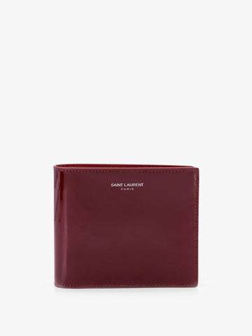 Patent leather wallet with engraved logo on the front