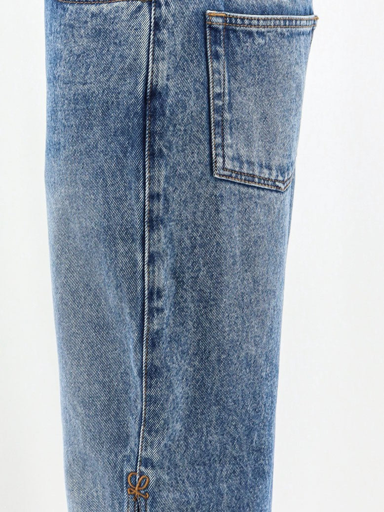LOEWE - Paula's Ibiza- Blue denim jeans with side embroidered logo paula-s-ibiza-blue-denim-jeans-with-side-embroidered-logo_00bf9ddb-b07e-4791-b37e-e6e0f3e2e2e9
