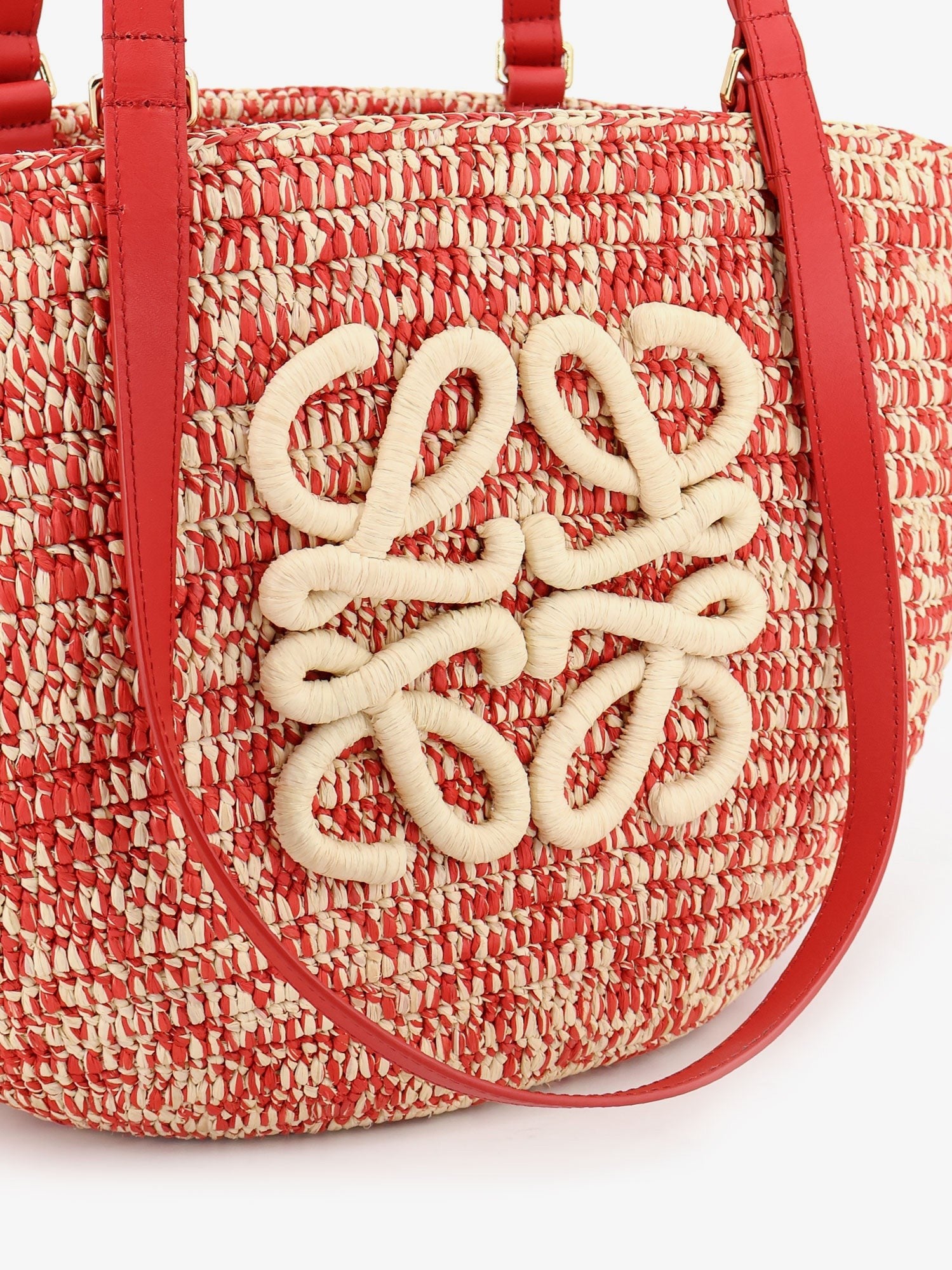 LOEWE - Paula's Ibiza -Medium Eclipse raffia and leather shoulder bag with 3D Anagram logo