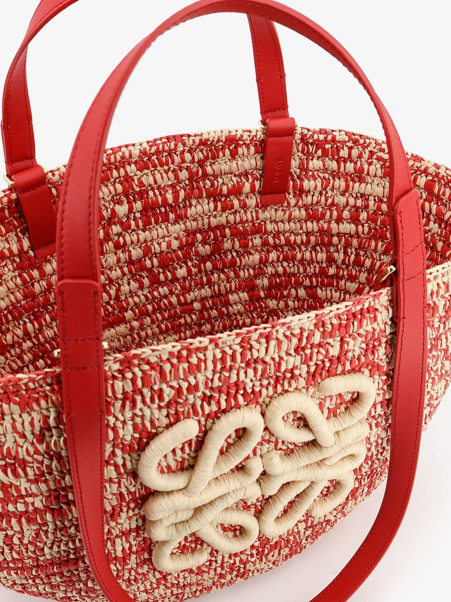 LOEWE - Paula's Ibiza -Medium Eclipse raffia and leather shoulder bag with 3D Anagram logo