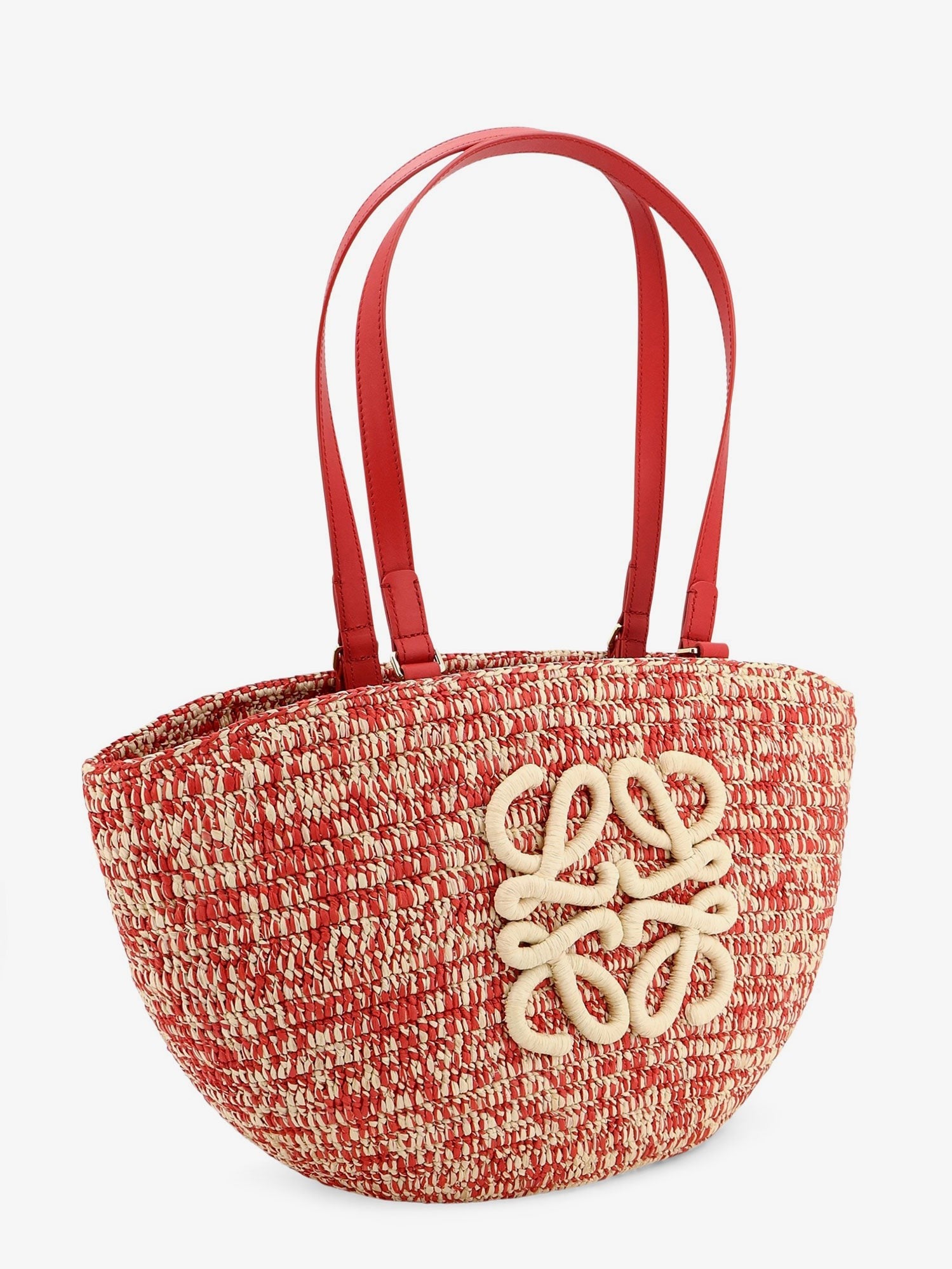 LOEWE - Paula's Ibiza -Medium Eclipse raffia and leather shoulder bag with 3D Anagram logo