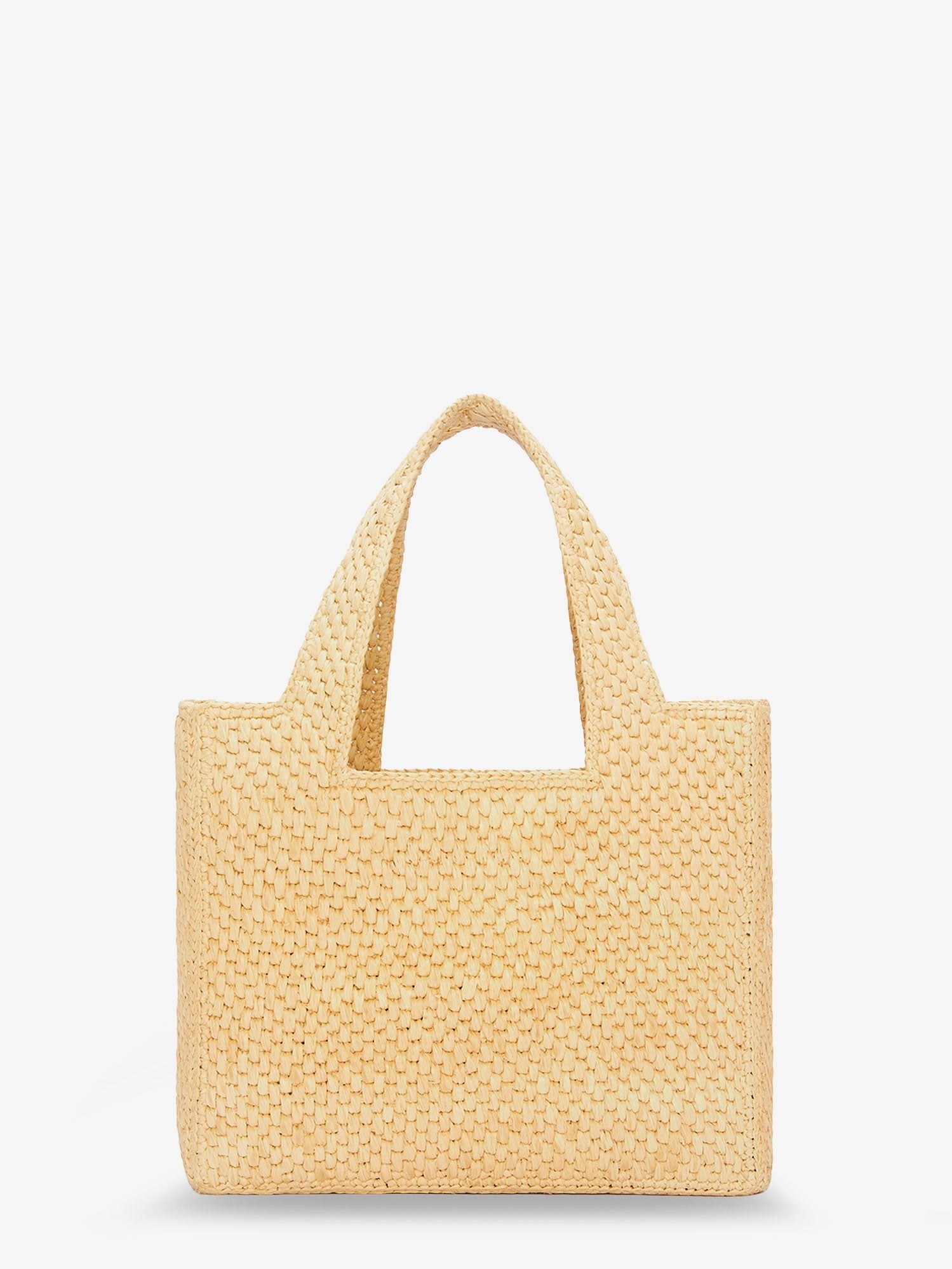 LOEWE - Paula's Ibiza -Small Loewe Font raffia handbag with embroidered logo on the front