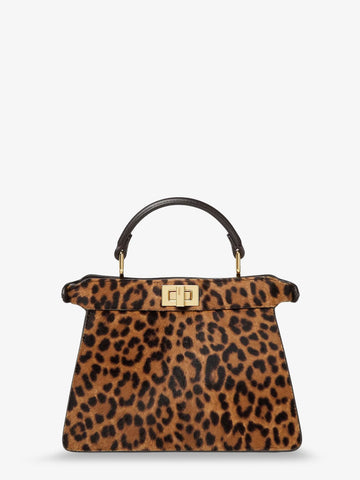 Peekaboo IseeU Petite Leather shoulder bag with Fendi Leo Print