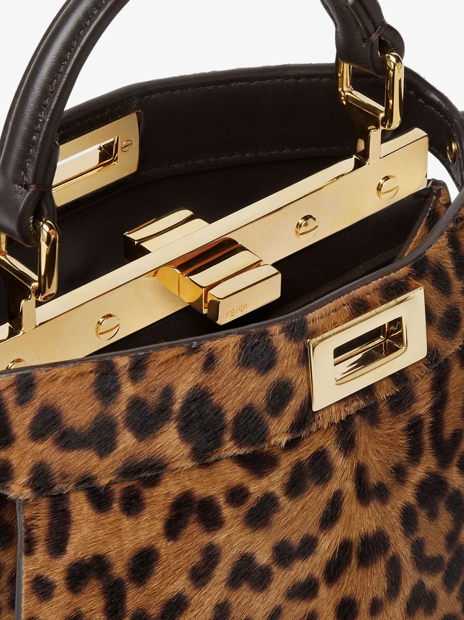 Peekaboo IseeU Petite Leather shoulder bag with Fendi Leo Print