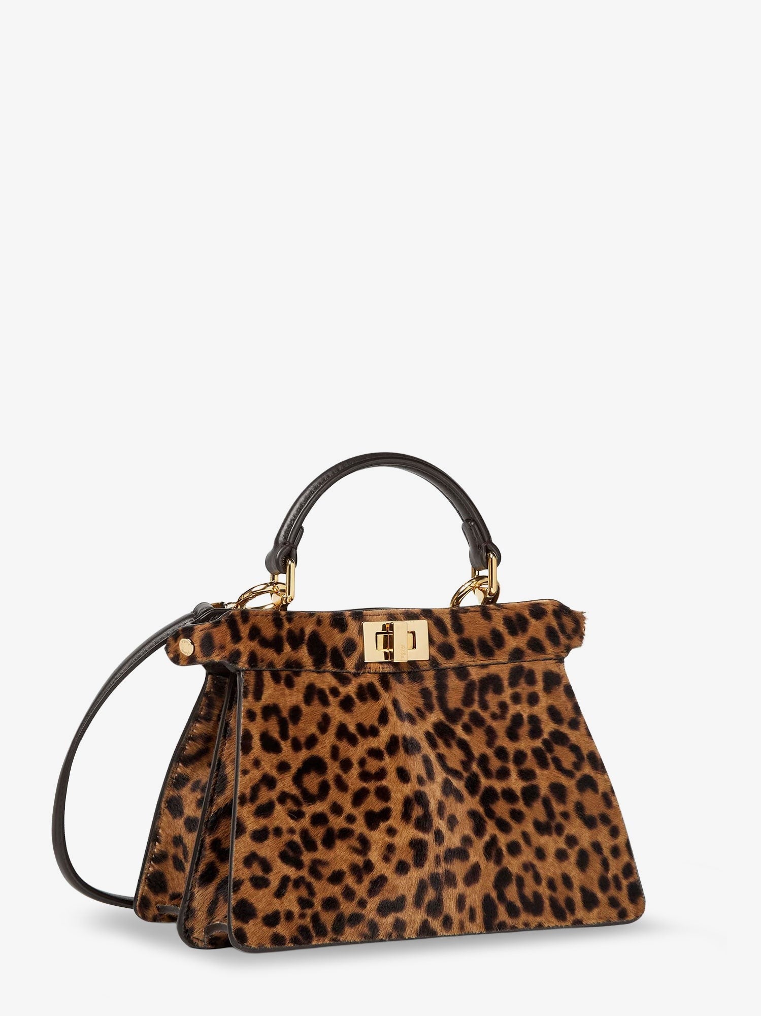Peekaboo IseeU Petite Leather shoulder bag with Fendi Leo Print