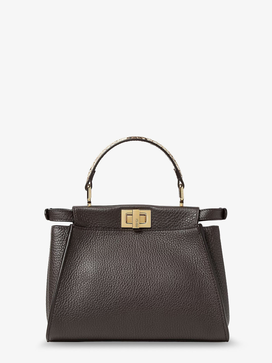 Fendi - Peekaboo Mini hammered leather handbag EBANOROCCIA UNI