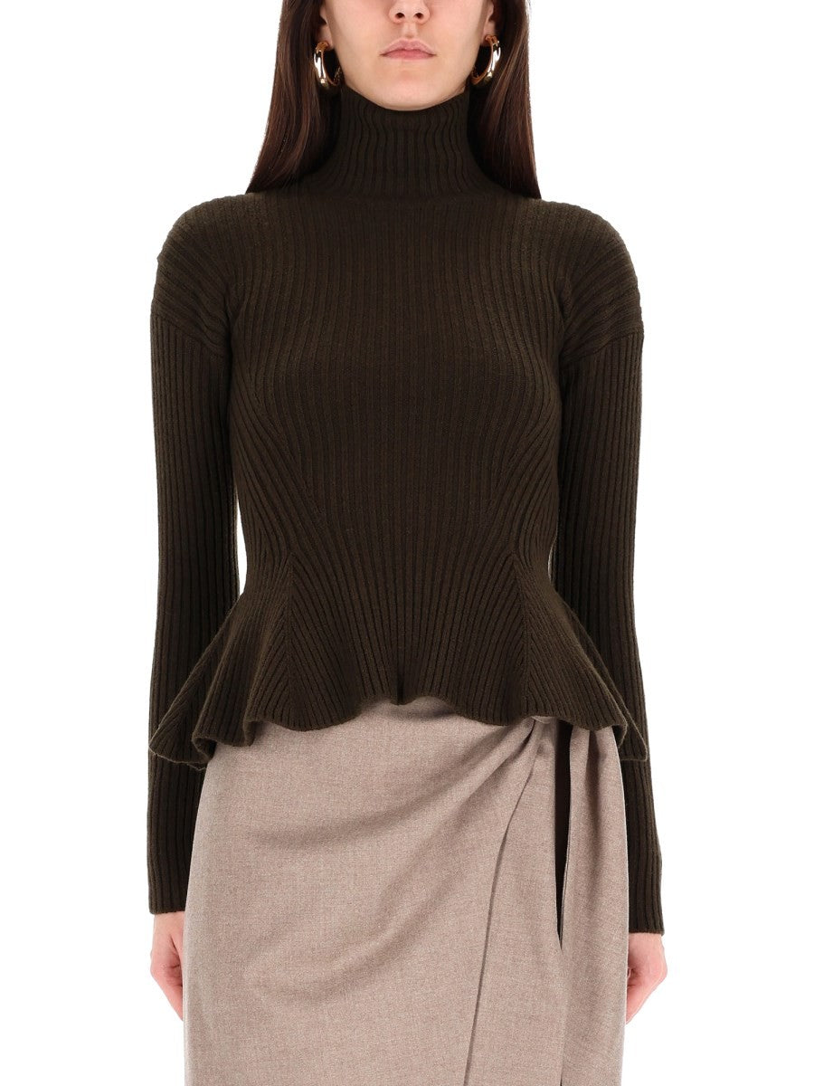 PEPLUM TURTLENECK SWEATER
