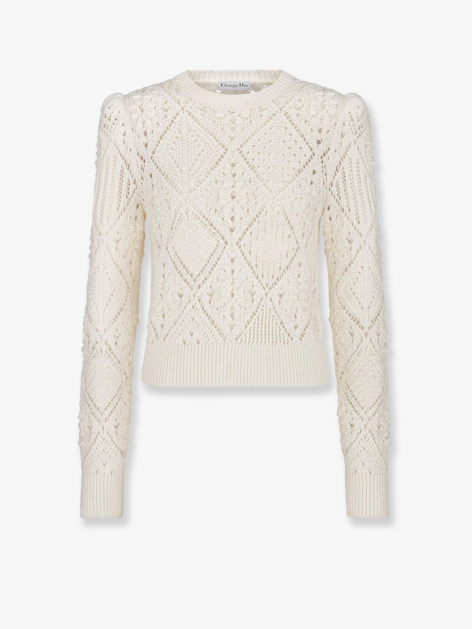 Perforated cotton sweater