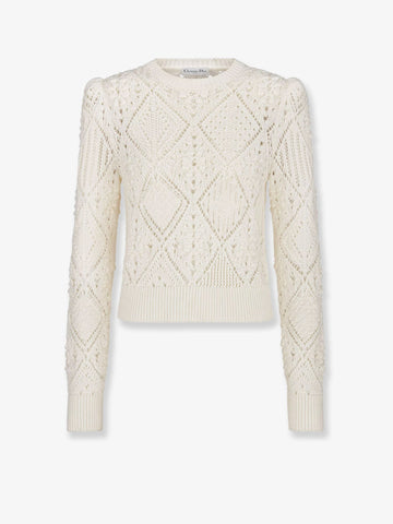 Perforated cotton sweater