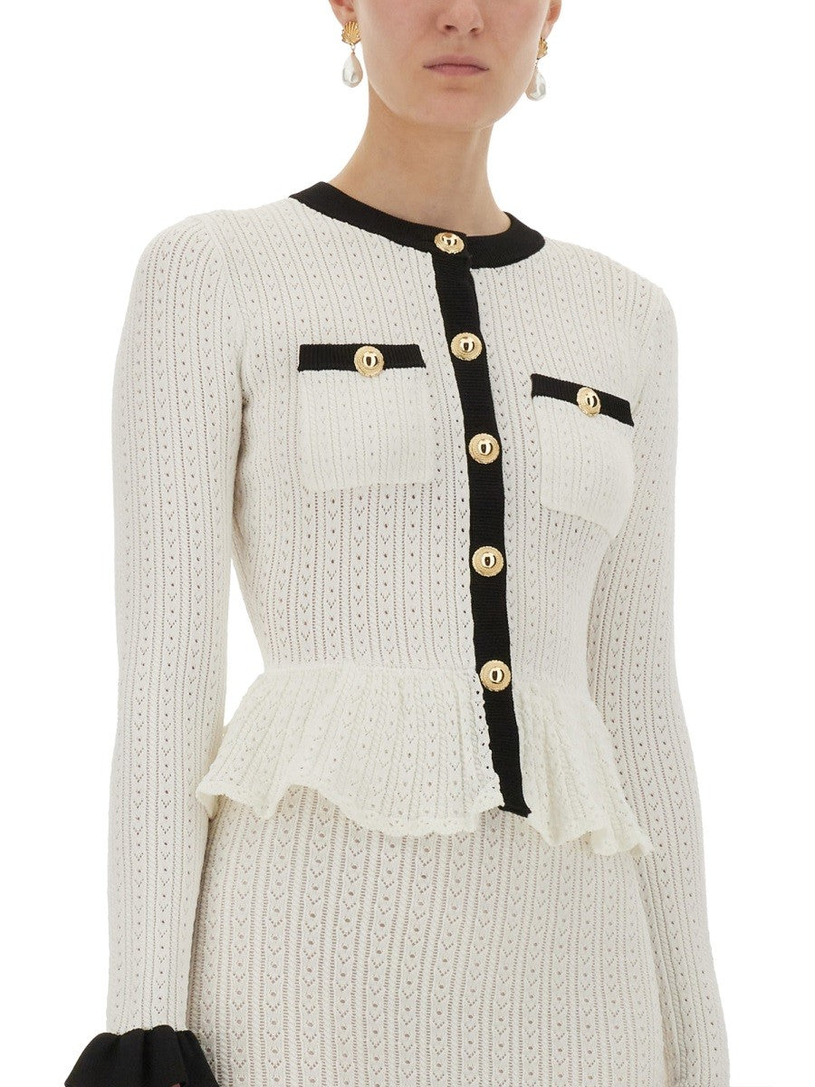 PERFORATED KNIT MIDI DRESS