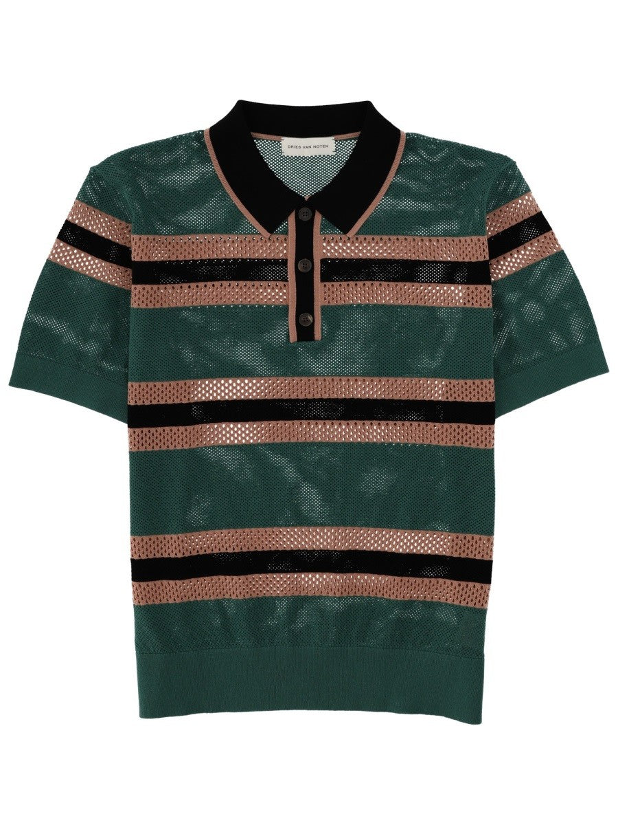 Dries Van Noten - PERFORATED "MERCY STRIPE" POLO SHIRT perforated-mercy-stripe-polo-shirt_2ca7dd8d-091e-4f38-bce7-38d35f958190