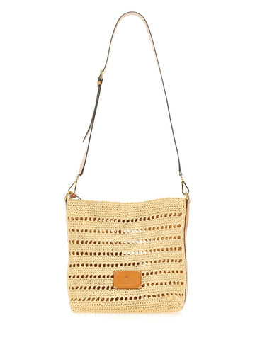 PERFORATED RAFFIA SHOULDER BAG
