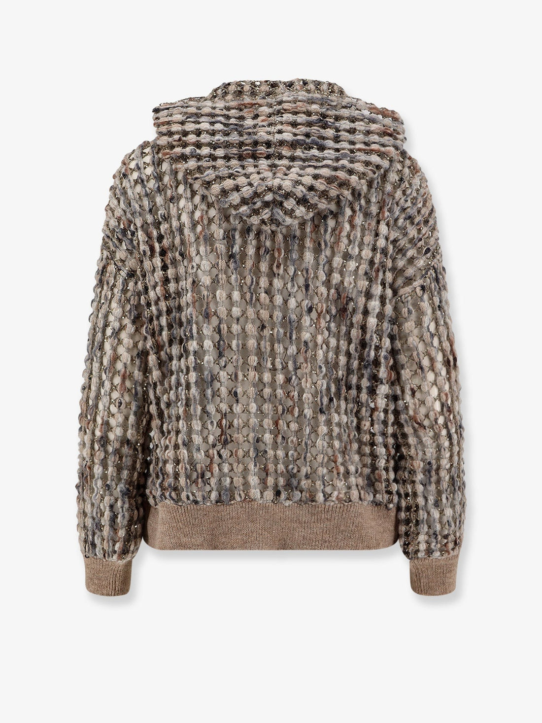 Perforated wool blend cardigan with sequins