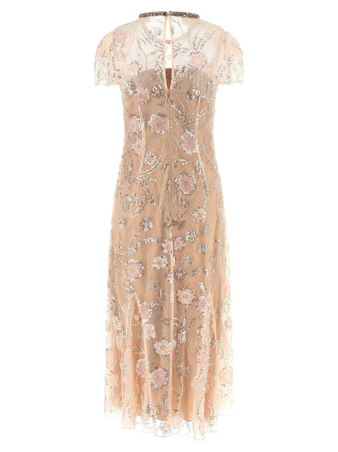 SELF-PORTRAIT - 'Pink Flower Sequin Embellished Midi' dress Pink 6 UK