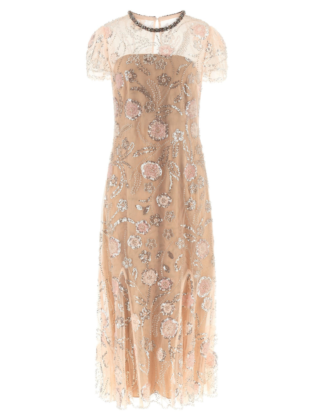 SELF-PORTRAIT - 'Pink Flower Sequin Embellished Midi' dress Pink 6 UK