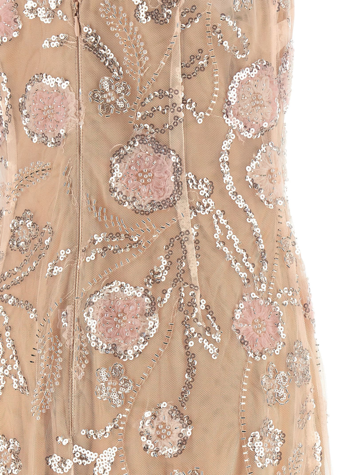 SELF-PORTRAIT - 'Pink Flower Sequin Embellished Midi' dress
