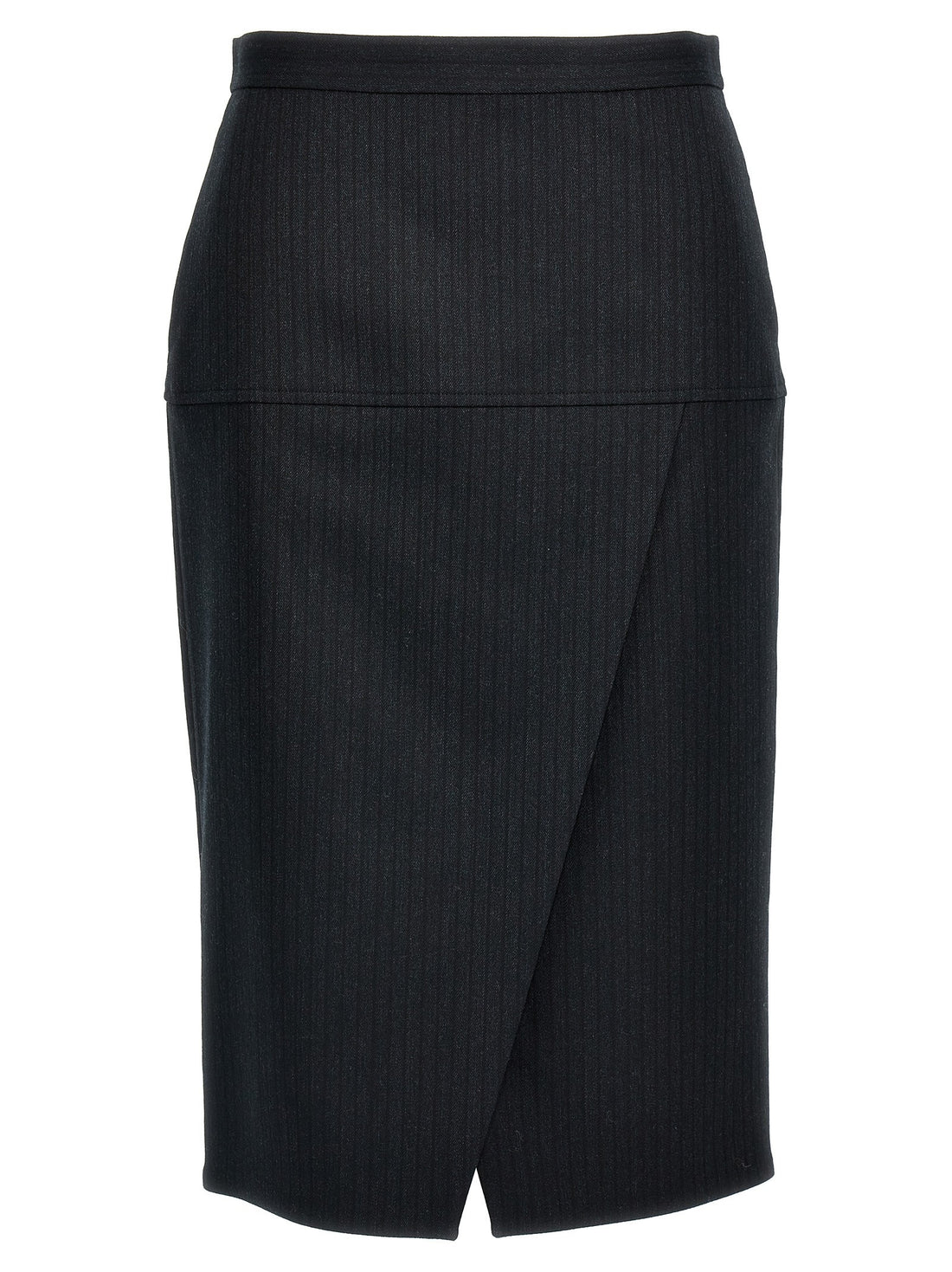 Fendi - Pinstriped wool skirt gray 42 IT