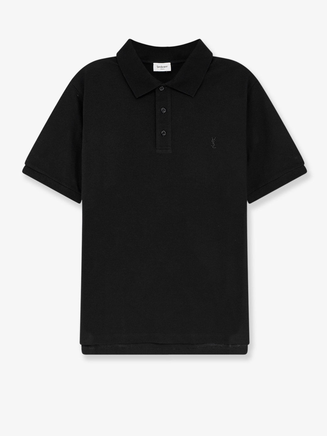 Saint Laurent - Piqué cotton polo shirt with Cassandre embroidery noir