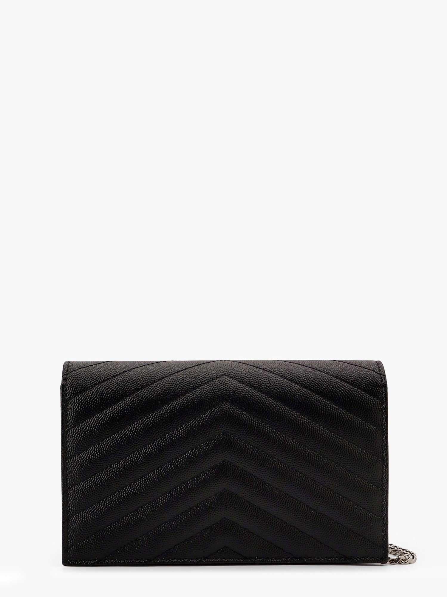 Pochette Cassandre grain-de-poudre leather clutch with shoulder strap