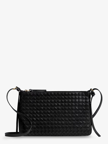 Bottega Veneta - Pochette Intrecciato Piccolo medium with shoulder strap BLACK-BRASS VIBRATO UNI