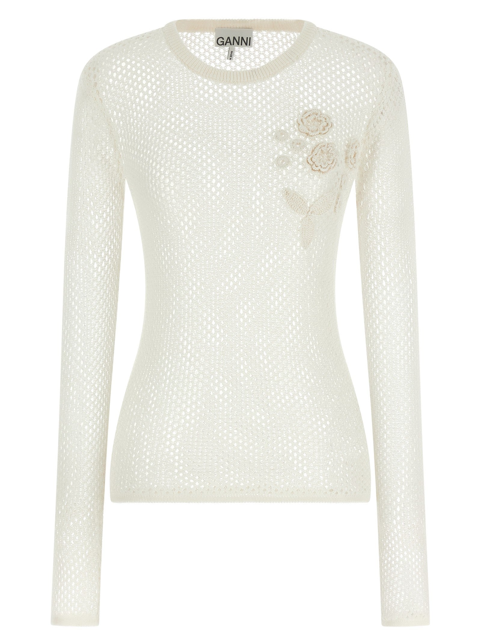 GANNI - Pointelle cotton sweater